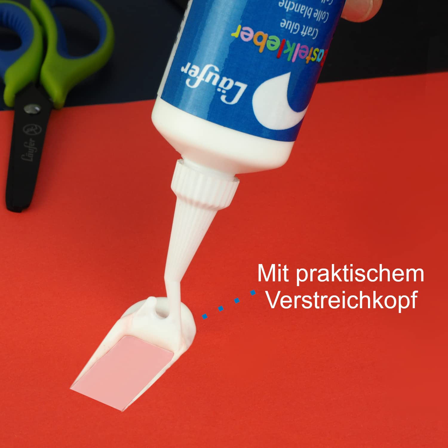 Läufer weißer Bastelkleber, Weißleim, trocknet transparent, 100g Flasche mit Verstreichkopf, ohne Lösungsmittel 4