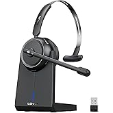 LEVN Wireless Headset 5.2, Wireless Headset with Mic for Work with(Noise Cancelling),Bluetooth Headphones for Work from Home/Office/PC/Computer/Center(Pink)