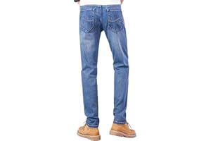 Men’s Winter Thermal Jeans Straight Stretch Flannel Lined Denim Pants Warm Business Casual Trousers
