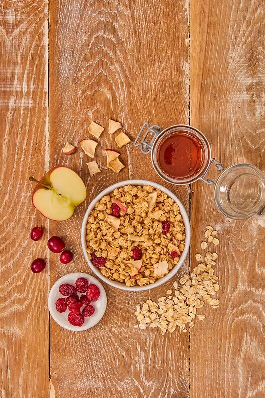 Dr. Oetker Vitalis Weniger Süß Knusper Frucht: Knuspermüsli mit Cranberries und Apfelscheiben, 6er Packung, (6 x 500g) 3