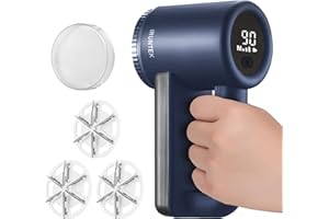 iRUNTEK Rechargeable Fabric Shaver & Lint Remover｜3-Speed Lint Shaver with LED Display & Large Lint Bin｜Sweater Shavers to Remove Pilling｜Eliminates Fuzz & Pilling from Clothes Couch Furniture, Navy