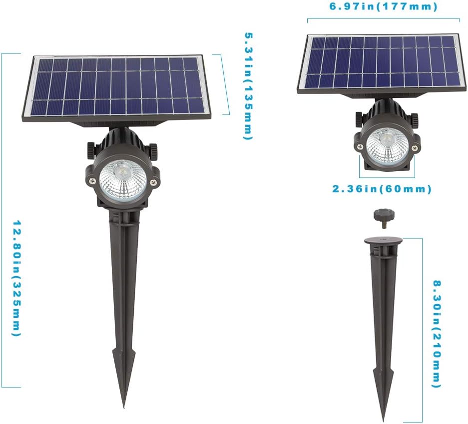 Lightdot 4 Pack Led Solar Landscape Spotlights, Outdoor IP67 Waterproof Solar Powered Wall Spot Lights, Dark Sensing Auto On/Off Adjustable Decorative Lighting for Garden Patio Yard Pool (Warm): Home Improvement