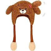 Deletoys Animal Plush Hat with Moving Jumping Ears Pop Up Beating Hat Plush Cosplay Dress Up Funny Gift for Kids Adult