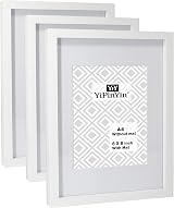 YiPinYin White A4 Picture Frames Set of 3 with A5 Mounts Bevel Cut Gallery
