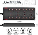 EXTRASTAR 8 Way Extension Lead 13A Fused Power Strip UK Plug 5M Black view 2