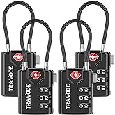 TSA Approved Luggage Locks, Travel Locks Which Also Work Great as Gym Locks, Toolbox Lock, Backpack and More, Black 4 Pack