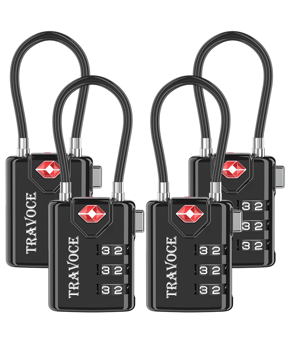 Photo 1 of TSA Approved Luggage Locks, Travel Locks Which Also Work Great as Gym Locks, Toolbox Lock, Backpack and More, Black 4 Pack