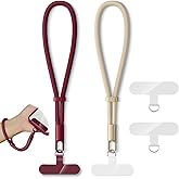 KITANIS 2 Pack Phone Lanyard,2×Phone Wrist Strap,4×Tether Tabs,Universal Cell Phone Multifuctional Patch Polyester Lanyards,Cell Phone Hand Strap for Women and Men(wine+light camel)