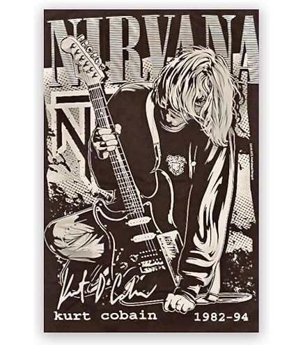 Nirvana Poster, Kurt Cobain Grunge Music Legend, 90s Rock