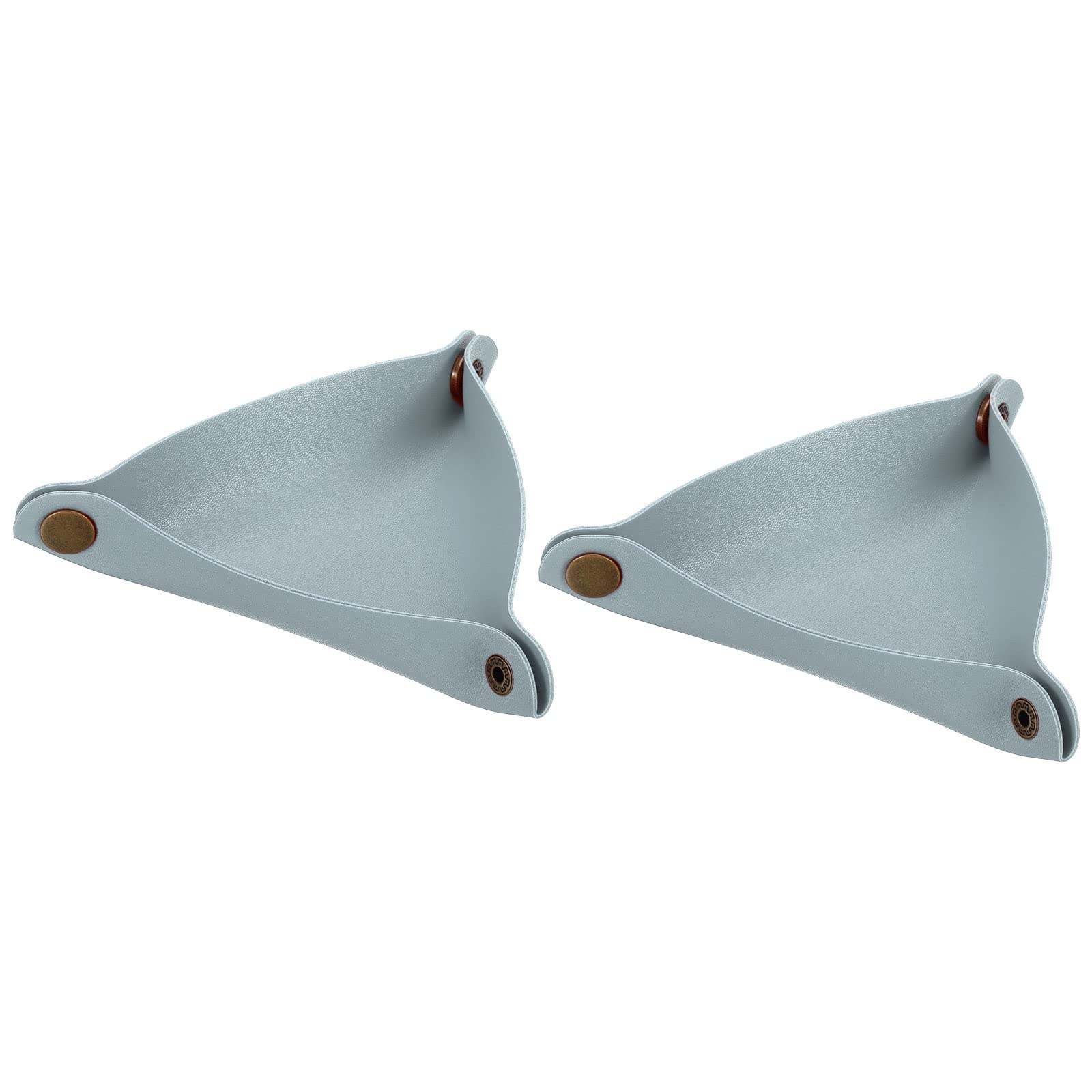 PATIKIL 6" Leather Valet Tray, 2 Pcs Plastic Catchall Holder Foldable Decorative Tray Storage Organizer for Travel Engagement Gifts Watches Jewelry Necklaces Bracelets Storage, Blue