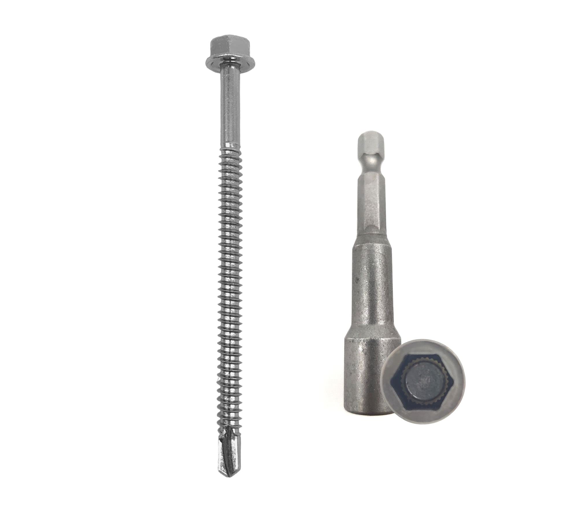 DOJA Industrial | Self Drilling Screws Without Washer 6,3x100 (Pack 50) with Drill GLASSM10 (Pack 1)