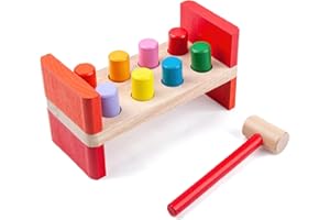 Joyshare Pounding Bench Wooden Toy with Mallet, Hammer Toys for Toddlers 2-3 4 5 Year Old