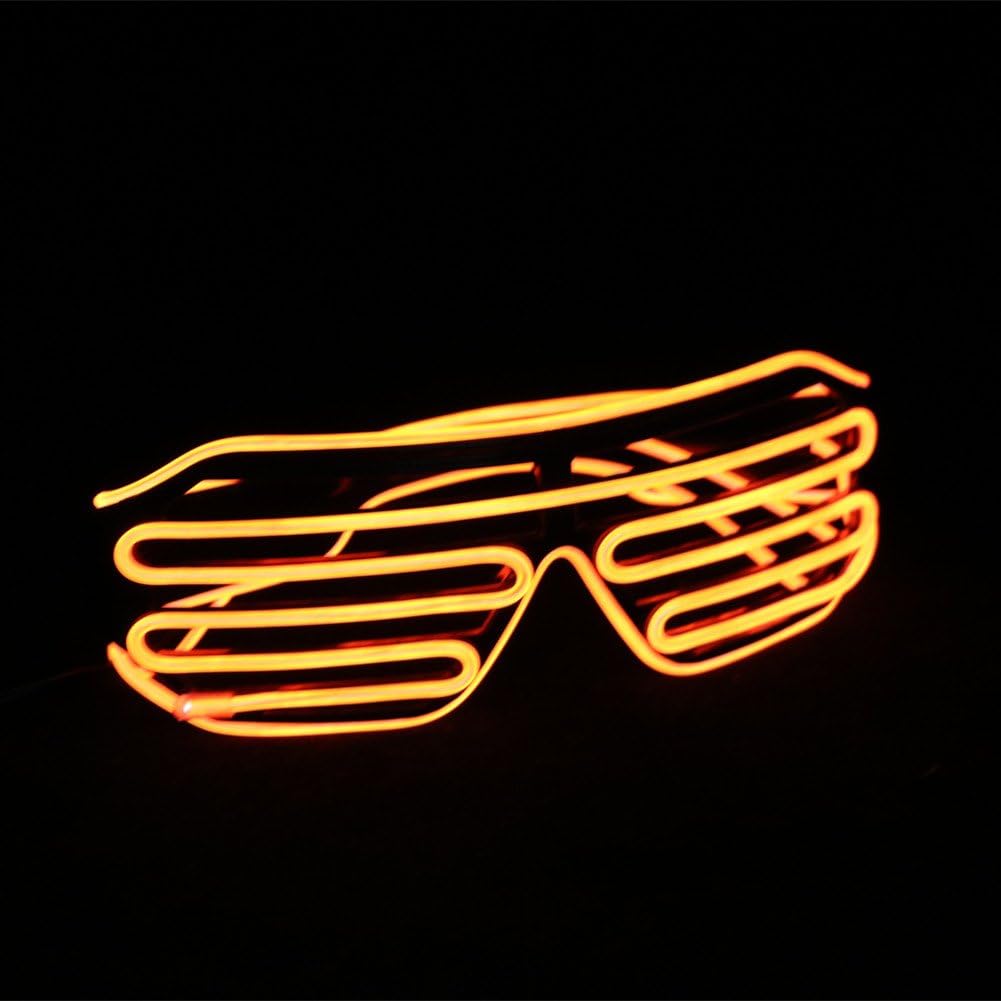 Neon Electroluminescent EL Wire LED Glasses Light Shutter Frame Costumes Glasses Eyeglasses， Blinds Glasses Dance Personality Luminous Glasses.(Orange)