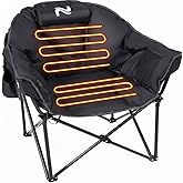 Slsy Heated Camping Chair Oversized, Outdoor Portable Heated Folding Chair, Heavy Duty 500 lbs Support, Padded Seat for Outdoor Sports, Camping, Patio, and Picnics(Light Black)