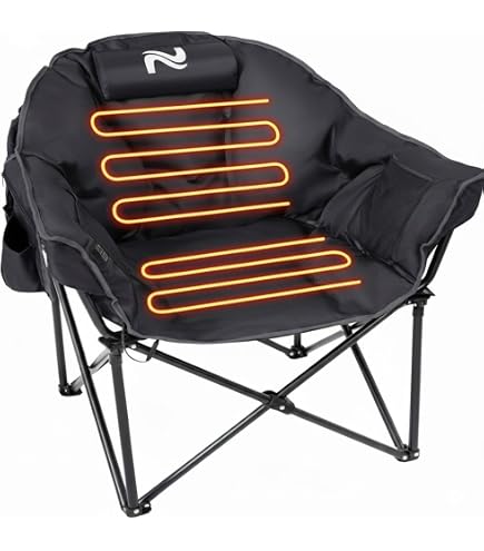 Backyard Expressions Heated Camp Chair - Portable With 3 Heat Settings, Cup Holder & Pocket (Blue/Grey) - View #9