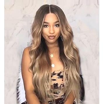 Amazon Com 27 Inch Long Ombre Blonde Wigs 3 Tone Color Dark