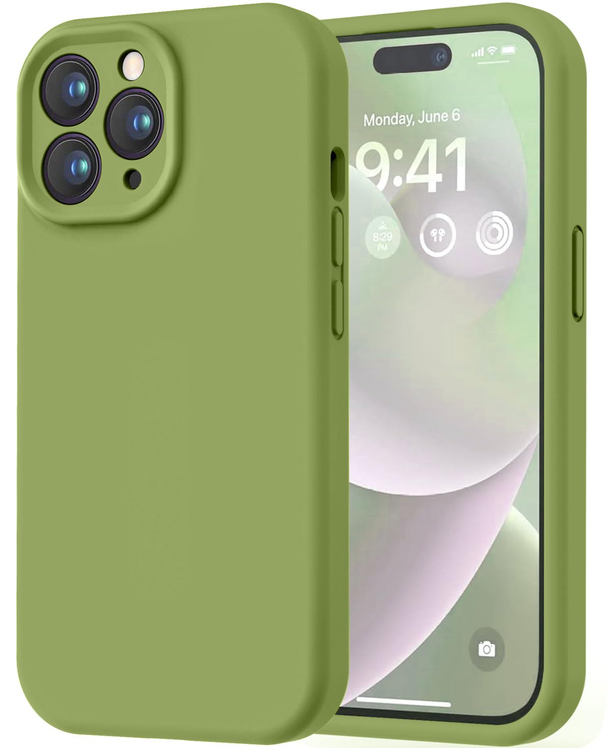 Photo 1 of LOVE 3000 Designed for iPhone 14 Pro Case, Premium Silicone with [Soft Anti-Scratch Microfiber Lining] Shockproof Protective Phone Case for Men Women Girls 6.1", Cedar Green
