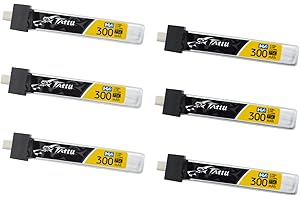 SoloGood TATTU 6pcs BT2.0 300mAh 1S Battery 3.8V 75C FPV Lipo Battery for FPV Tiny Whoop 1S Brushless Whoop Drone
