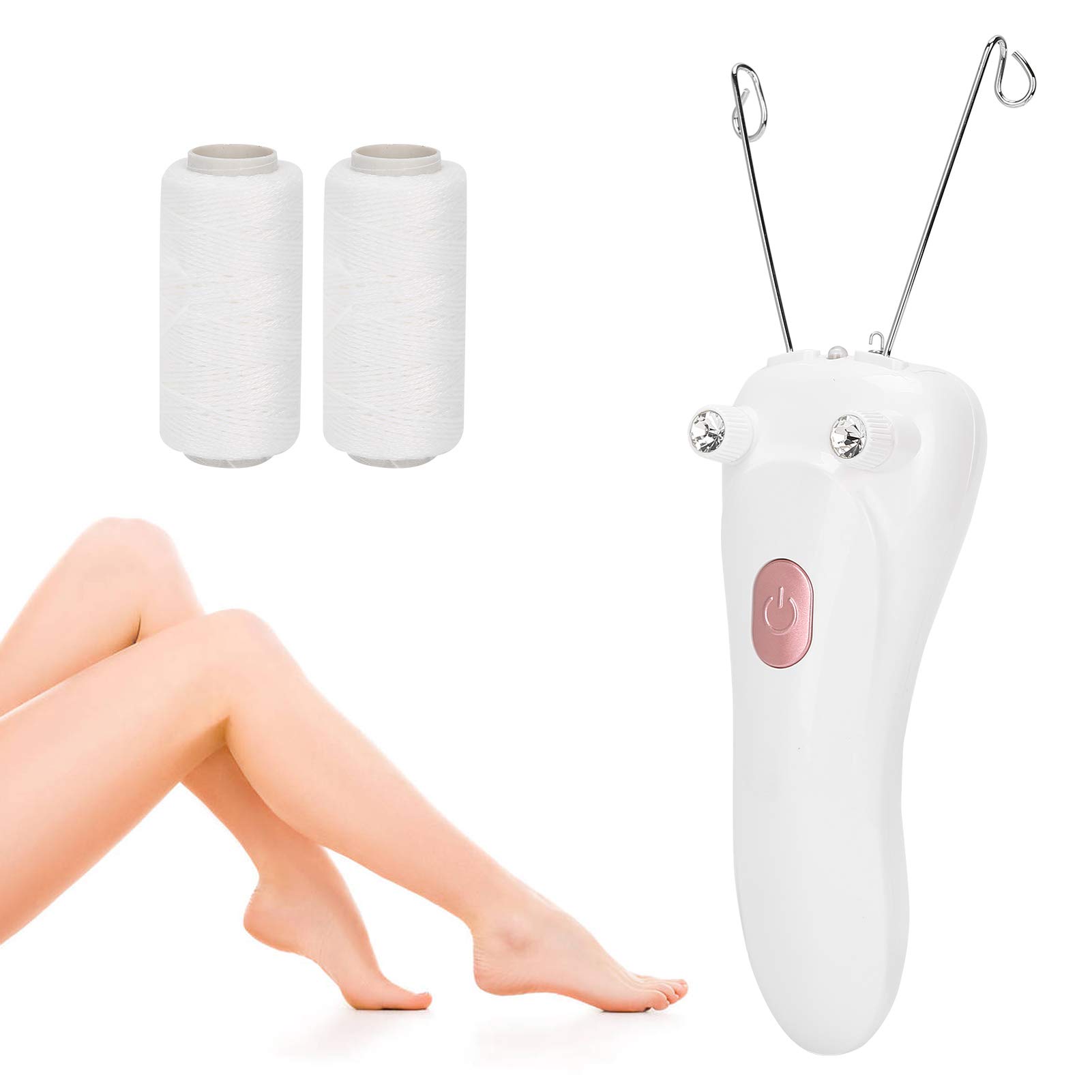 Threading Hair Removal Epilator, Electric Physical Threading Body Hair Removal Epilator for Women, USB Hair Removal Machine with 2 Cotton Thread for Remove Eyebrow Lip Chin