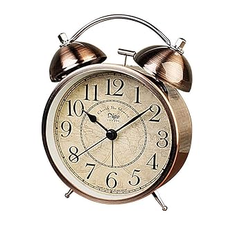 Fozela Vintage Wecker, Classic Bell Alarm Silence Doppelglockenwecker mit Nachtlicht, Geräuschlos, Lautem Alarm und Batterieb