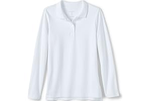 Lands' End School Uniform Girls Long Sleeve Feminine Fit Interlock Polo Shirt