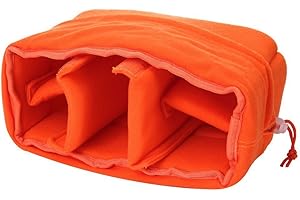 Yimidear Shockproof Padded Foldable Partition Camera Insert Protective Bag for DSLR Shot Or Flash Light (Orange)