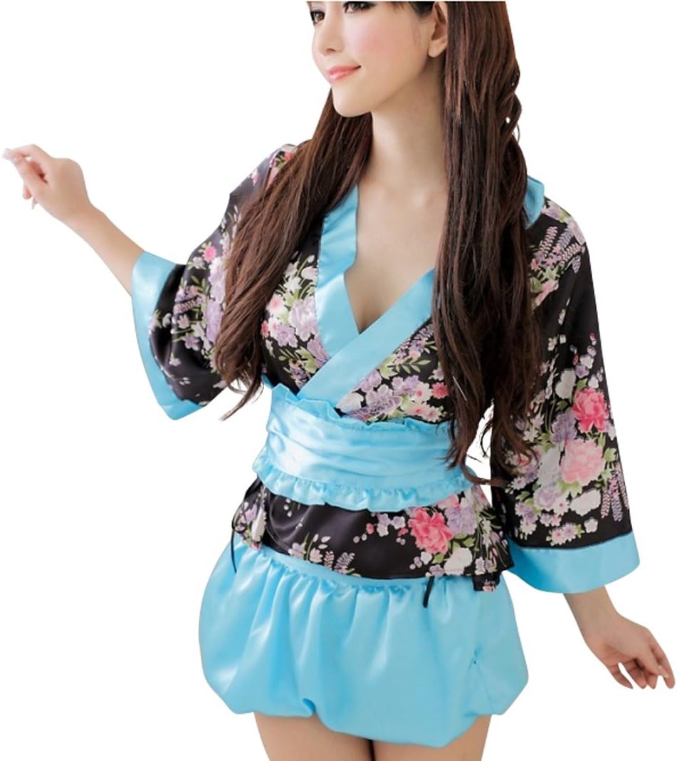 Tragarse Spicy Girl Sexy Japanese Kimono Cleavage Bathrobe Bodysuit Satin Nightdress WWA-F