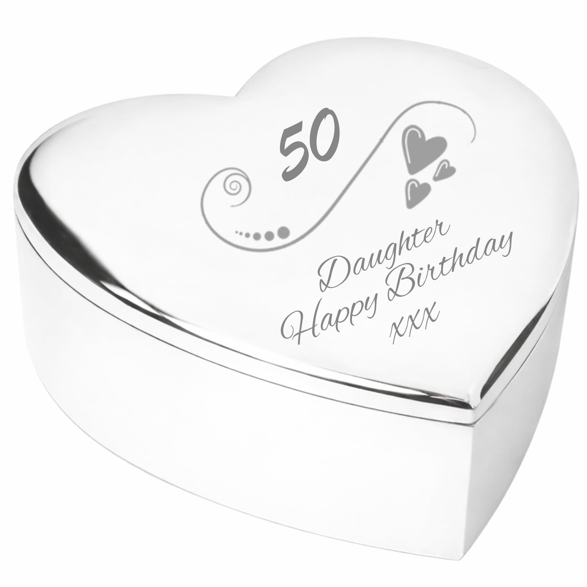 Chris Bag Of Goodies Daughter 50th Birthday 50 Fifty Years Old Fiftieth Heart Shaped Trinket Box Present Gifts from Mum and Dad