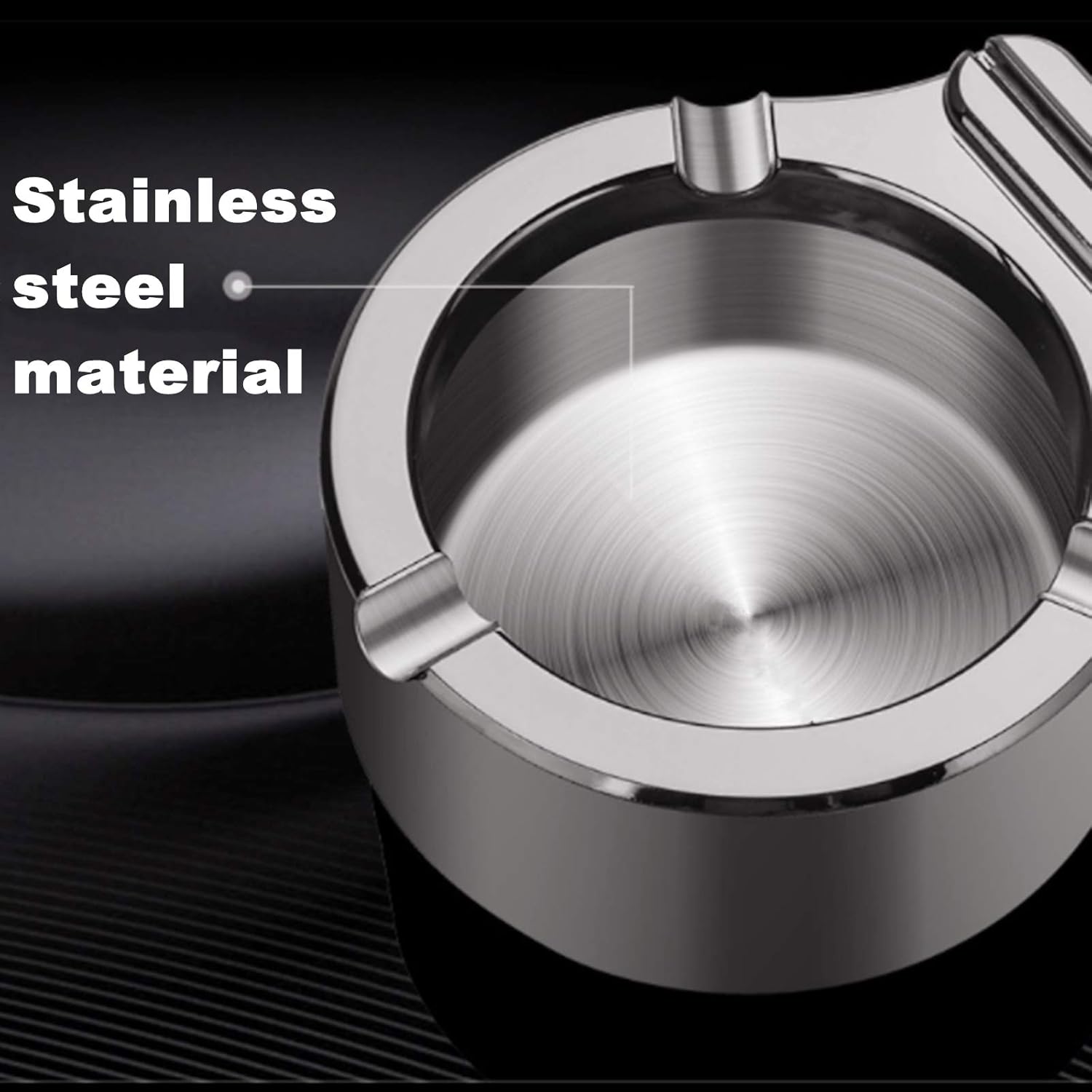 Yizemay Retro Metal Ashtray, Stainless Steel & ABS, Ten Thousand Match Windproof, Secure Cigarette Slot, Multifunctional Use - Image 4