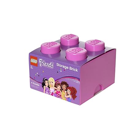 LEGO FRIENDS Aufbewahrungsstein, 4 Noppen, Stapelbare Aufbewahrungsbox, 5,7 l, rosa