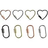4 Pcs Heart Shaped Carabiner, Heart Keychain Clip, 4 Pieces Screw Carabiner, Screw Lock Keychain, Suitable for Pendant DIY Wallet Handbag Mountain Climbing Hardware Accessories, Multi-Color
