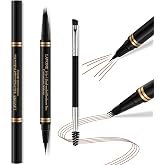 LAVONE 2-in-1 Eyebrow Pen, Waterproof Microblading Brow Pencil, Soft Brown | Precise waterproof brow pen, brow brush, creates natural full brows, long-lasting wear, eyebrow pencils for women