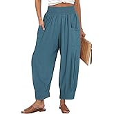 TARSE Women Linen Boho Pants Summer Casual Loose High Waist Cargo Lounge Harem Pant 2025 Beach Travel Vacation Outfits