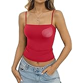 EasyGala Womens Padded Double Lined Crop Tank Tops Square Neck Built in Bra Tops Adjustable Spaghetti Strap Cami Shirts