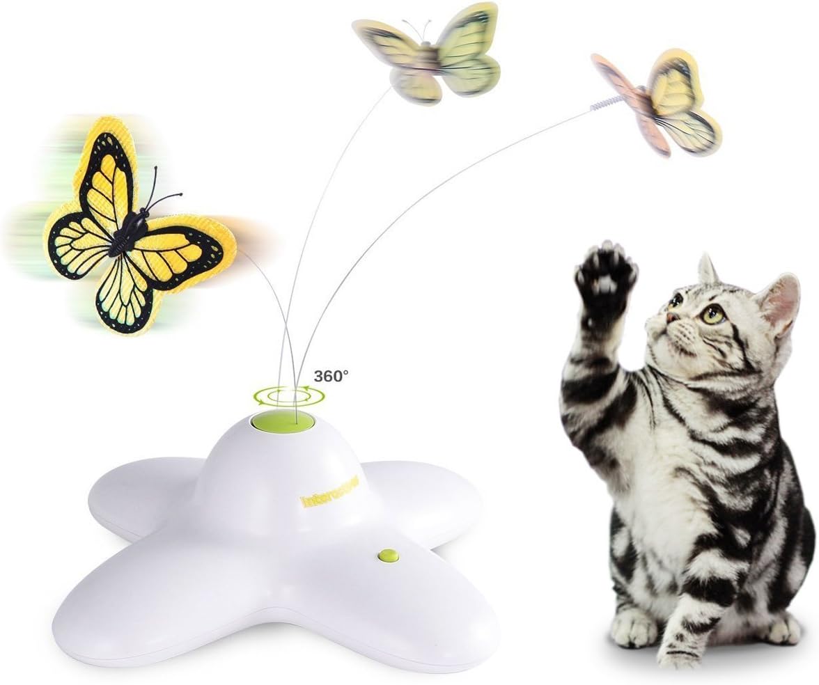 Afp Jouet Papillon Electrique Rotating Chat Jouet Pour Chat Avec Deux Papillons De Remplacement Flashing Interactive Cat Toy Amazon Fr Animalerie