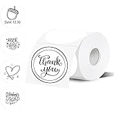 3 Inch Thermal Label,White Round Thermal Printer Label,Waterproof Thermal Stickers for DIY Logo Design,Name Tag,Thanks Card 300 Labels/Roll (White)
