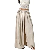 SHENHE Women's Wide Leg Palazzo Pants High Waist Textured Flowy Pants Travel Vacation Trousers