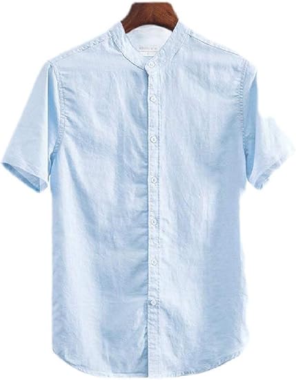Amazon Gawaga メンズ半袖純色夏ボタンフロントコットンリネンシャツ インナーシャツ 通販