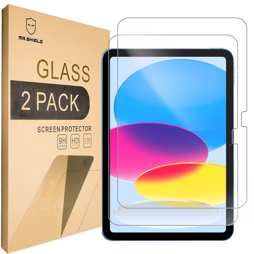 Mr.Shield Screen Protector for iPad Air 11 2025 and iPad 10 2022 [Tempered Glass] [2-PACK] Screen Protector