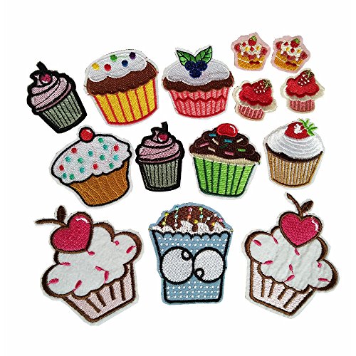 Quite lot Pieces Cupcake Iron On Patch Fabric Applique Motif Many Ice-Cream Cup Patch
