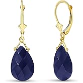 14k Solid Gold Briolette Sapphire Earrings