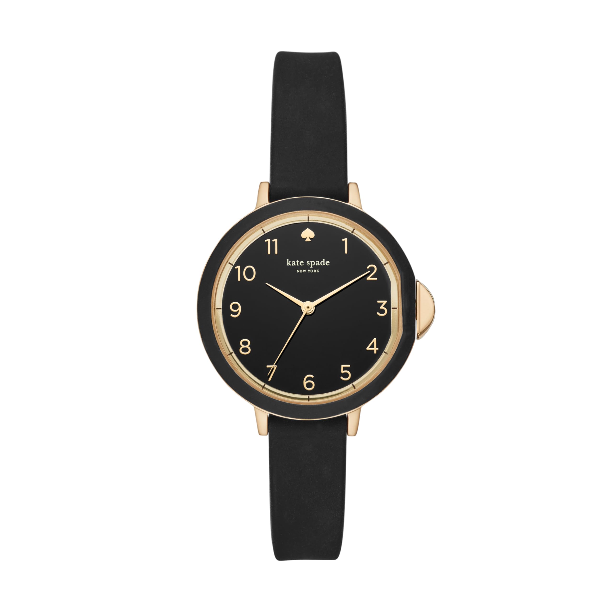 Kate Spade New York Women’s Park Row Quartz Metal and Three-Hand Silicone Watch, Color: Black/Gold (Model: KSW1352)