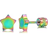 Titanium Star Butterfly Screw Back Earrings for Women Surgical Stainless Steel Hypoallergenic for Sensitive Ears Animal Ear Studs
