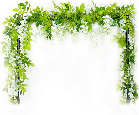 Amazon Li Hua Cat造花 壁掛け 壁飾り花 ガーランド アート デコレーション 人工スミレ パープル ぶら下げ 癒し 結婚式 1束3本ずつ ホワイト 造花 オンライン通販