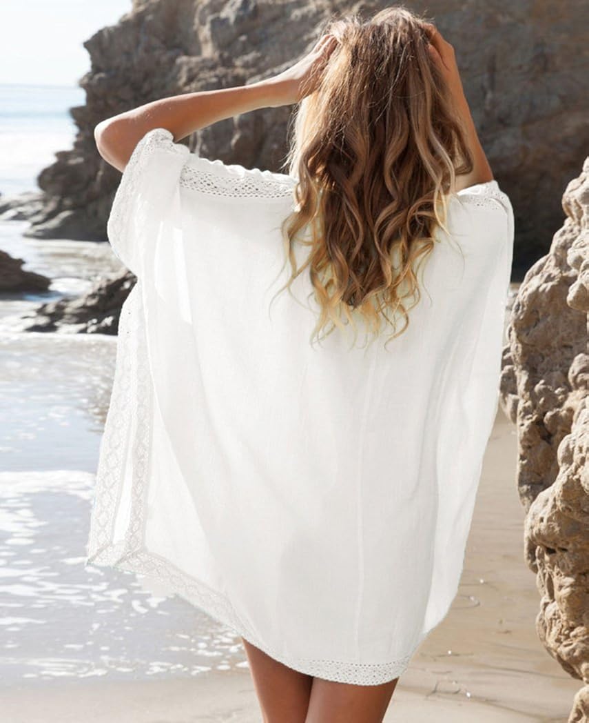 Loritta Womens Beach Bathing Suit Swim Bikini Swimsuit Oversized Cover Up Dresses Off White at  Women’s Clothing store