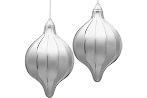 DILATATA 2 Pcs 7.8" Large Christmas Ball Ornaments,Shatterproof Onion Ornaments Christmas Tree Decorations Silver Christmas Big Ornaments Hanging Ball for Holiday Christmas Decorations