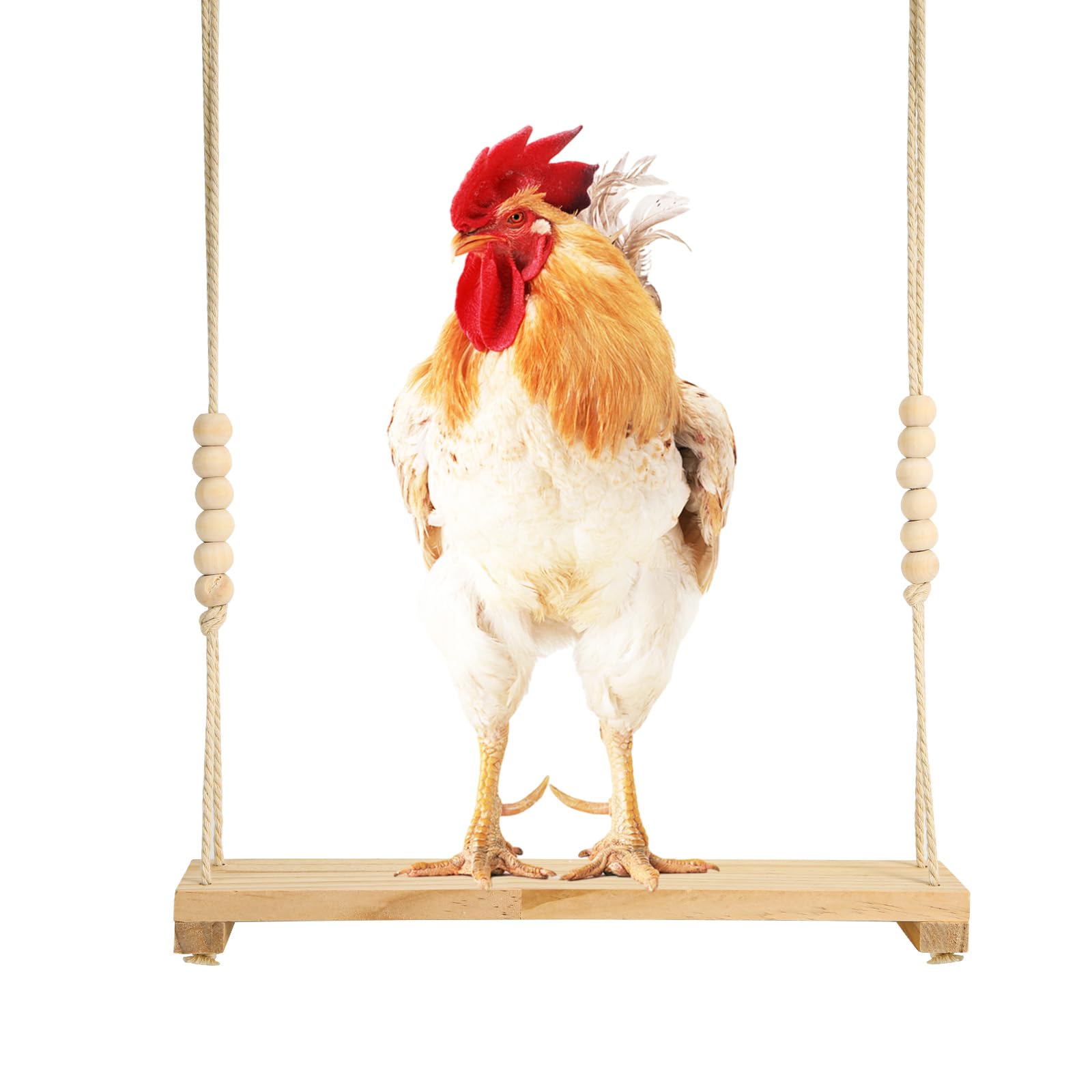 Chicken Swing Toy, Wooden Hen Swing Hanging Chicken Perch Swing Wood Stand Decorative Chicken Coop Accessories Toys for Rooster Chicken Owners & Lovers