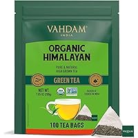 VAHDAM, Organic Green Tea Bags from Himalayas (100 Count) Pure Ingredients, Gluten-Free & Non-GMO - Direct from Source in Ind