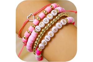 RINTOLER Taylor Friendship Bracelets, Inspiring Bracelets for Women Girls, Lover Speaknow Midnight Tour Reputation Fearless Anti-Hero Bracelets, Heishi Surfer Bracelets Set for Women Girls Bohomian Clay Beaded Stretch Bracelets.