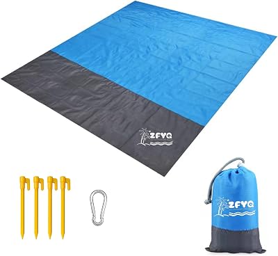 ZFYQ Beach Blanket 200x210cm Waterproof Portable Picnic Mat with Stakes